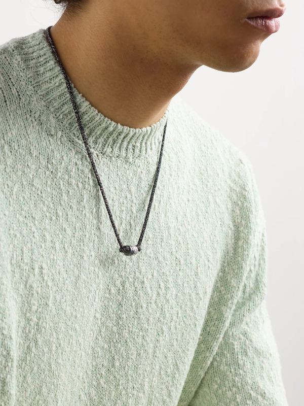  Carolina Bucci - Forte Blackened And White Gold, Sapphire, Diamond And Lurex Necklace - Men - Silver 