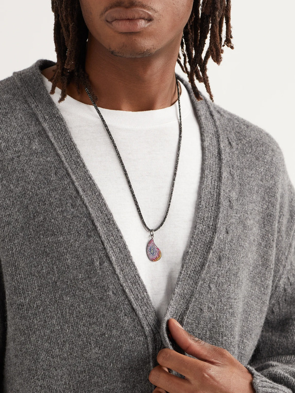  Carolina Bucci - Superstellar Rainbow Blackened Gold, Multi-stone Lurex Pendant Necklace - Men - Black 