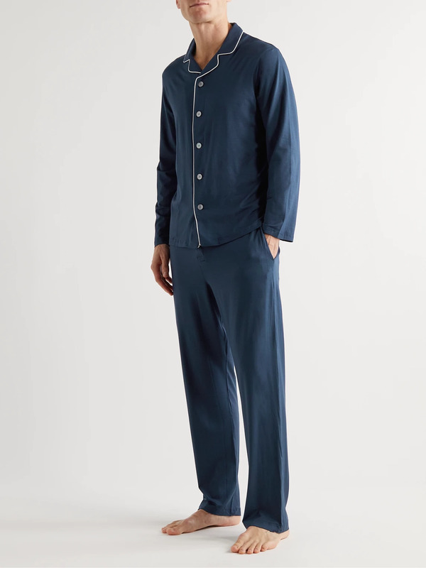  Derek Rose - Basel Stretch Micro Modal Jersey Pyjama Set - Men - Blue - S 
