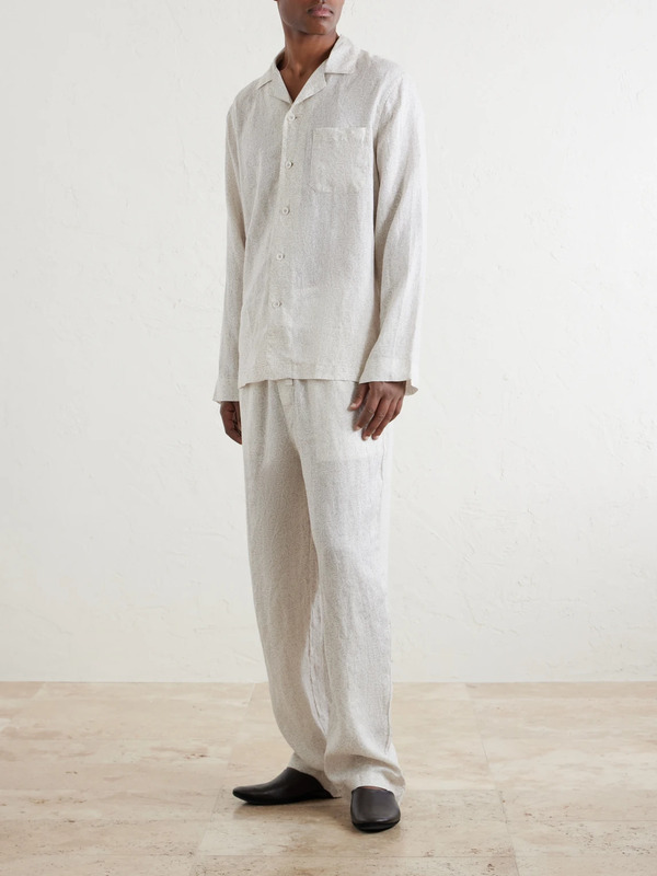  Derek Rose - Milan 31 Printed Linen Pyjama Set - Men - Neutrals - S 