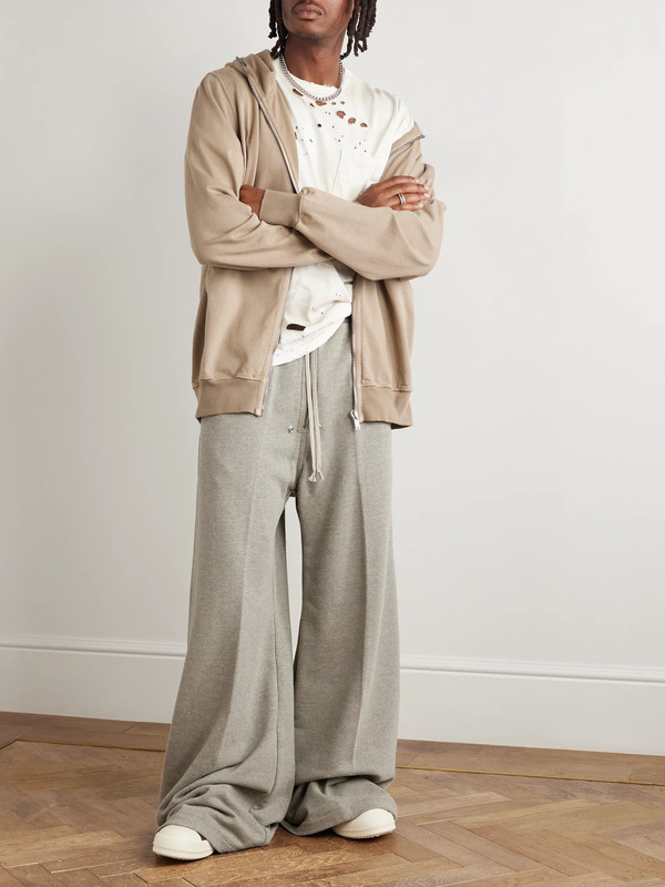  Drkshdw By Rick Owens - Geth Belas Wide-leg Embellished Cotton-blend Jersey Sweatpants - Men - Gray - Xs 