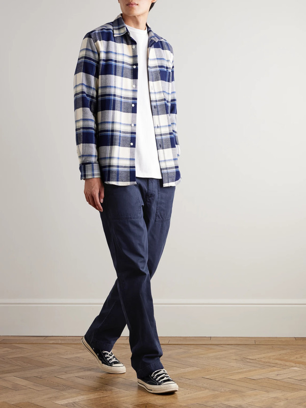  Hartford - Fatigue Straight-leg Garment-dyed Herringbone Cotton-gabardine Trousers - Men - Blue - It 52 
