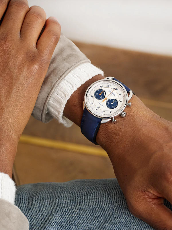  Hermès Timepieces - Arceau Chronographe Automatic 42mm Stainless Steel And Leather Watch, Ref. No. 403964ww00 - Men - White 