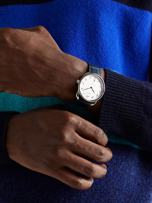  Hermès Timepieces - Montre Arceau Automatic 40mm Stainless Steel And Alligator Watch, Ref. No. 55547ww00 - Men - White 