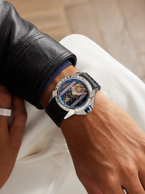  Jacob & Co. - Epic X Limited Edition Hand-wound Skeleton Chronograph 44mm Stainless Steel, Rubber And Diamond Watch, Ref. No. Ex120.10.ab.ab.abrua - Men - Blue 