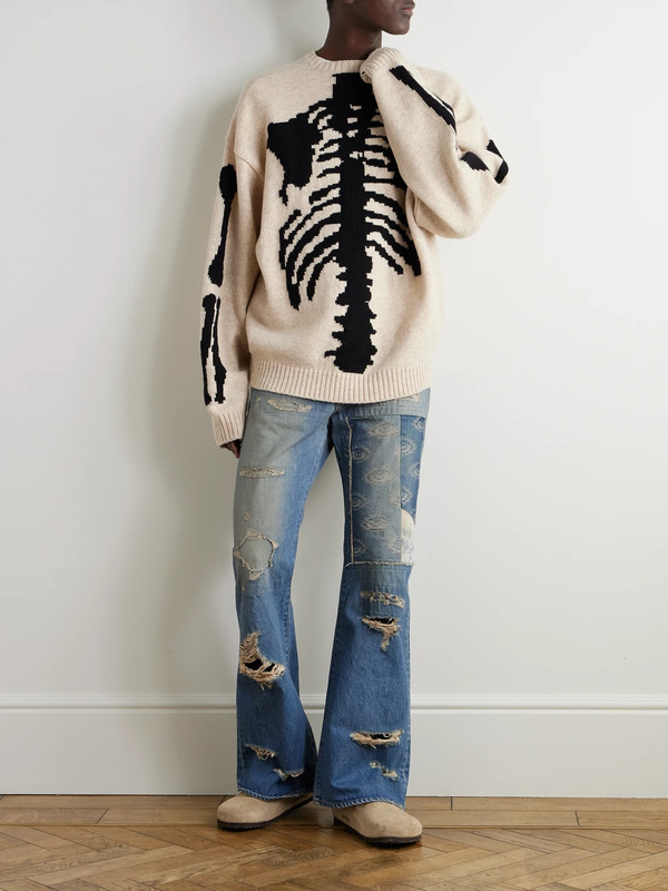 Kapital - Flared Distressed Patchwork Jeans - Men - Blue - Uk/us 28 