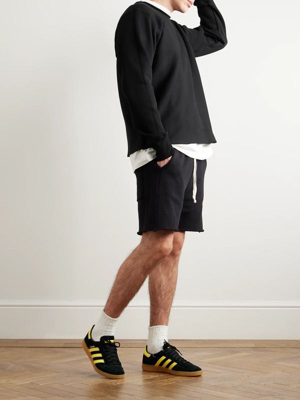  Les Tien - Straight-leg Heavyweight Structured-fleece Cotton-jersey Drawstring Shorts - Men - Black - M 