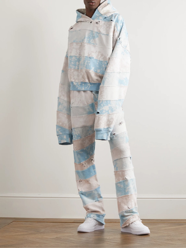  Liberal Youth Ministry - Oversized Bleached Distressed Cotton-jersey And Terry Hoodie - Men - Blue - Xs 