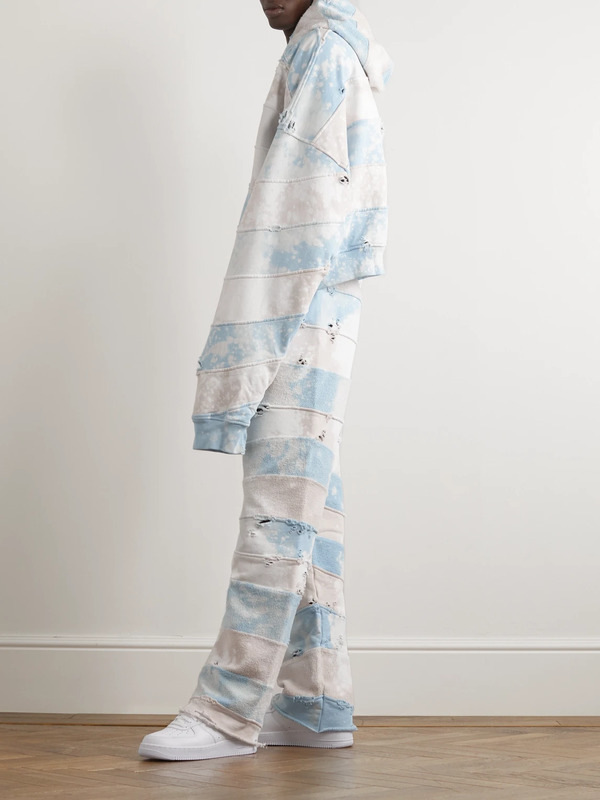  Liberal Youth Ministry - Straight-leg Bleached Distressed Cotton-jersey And Terry Sweatpants - Men - Blue - Xs 