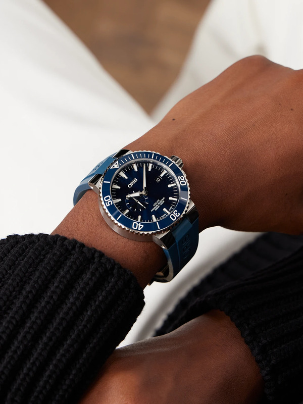  Oris - Aquis Small Second Date Automatic 45.5mm Stainless Steel And Rubber Watch, Ref. No. 01 743 7733 4155-07 4 24 69eb - Men - Blue 