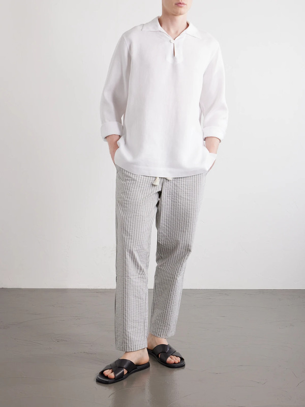  Orlebar Brown - Sonoran Straight-leg Striped Cotton-blend Seersucker Trousers - Men - Gray - Uk/us 28 