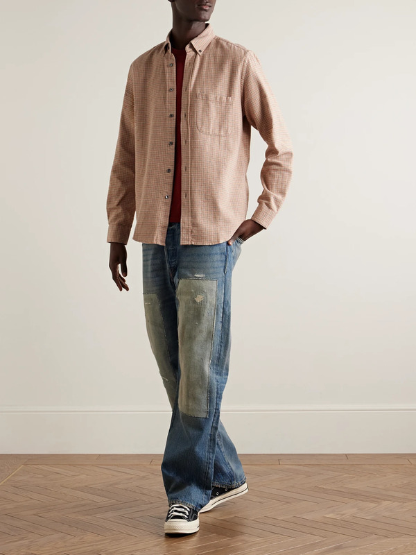  Portuguese Flannel - Estudo Button-down Collar Checked Organic Cotton-flannel Shirt - Men - Neutrals - Xs 