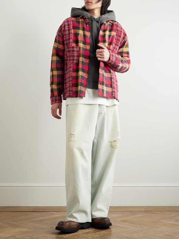  Readymade - Patchwork Checked Flannel Shirt - Men - Red - 1 