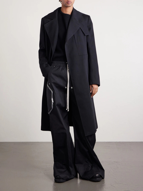  Rick Owens - Heizer Belas Wide-leg Cotton-blend Poplin Drawstring Cargo Trousers - Men - Black - It 48 