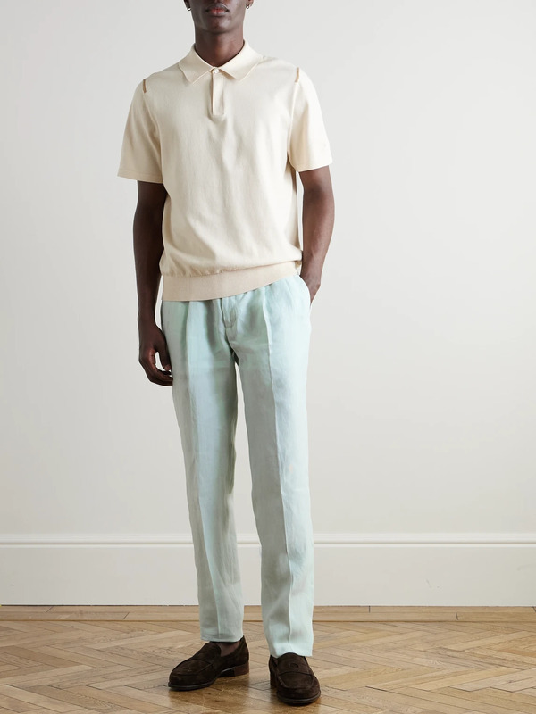  Rubinacci - Straight-leg Linen Drawstring Trousers - Men - Blue - It 44 