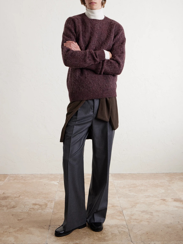  Sid Mashburn - Cable-knit Wool Sweater - Men - Burgundy - M 