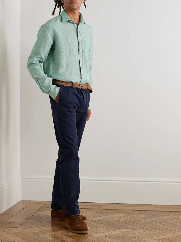  Sid Mashburn - Spread-collar Linen Shirt - Men - Green - Xl 