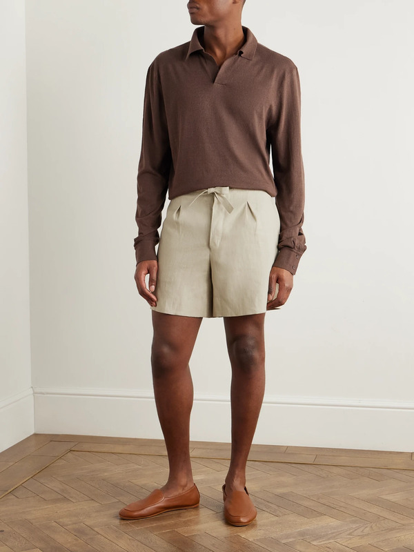  Stòffa - Straight-leg Linen Drawstring Shorts - Men - Neutrals - It 46 