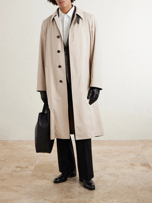  Tom Ford - Belted Leather-trimmed Cotton And Silk-blend Gabardine Trench Coat - Men - Neutrals - It 48 