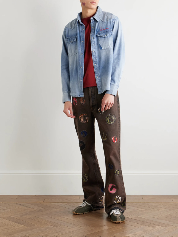  Visvim - Social Sculpture Logo-embroidered Denim Shirt - Men - Blue - 3 