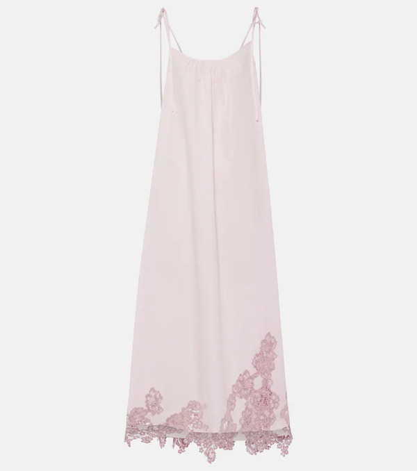  Acne Studios Acne Studios Vestido Midi De Algodón Con Encaje 
