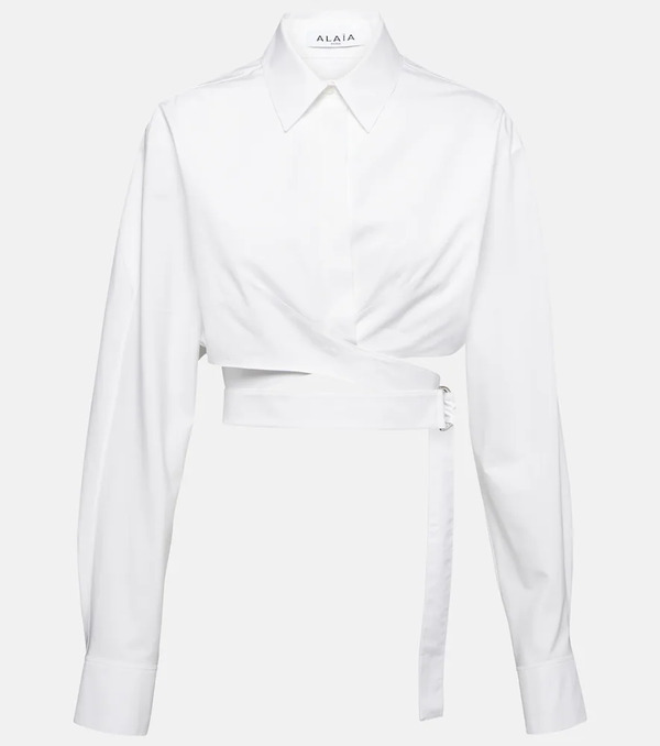  Alaia Alaïa Camisa Cropped De Popelín De Algodón 