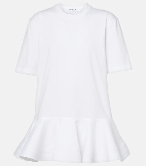  Alaia Alaïa Camiseta De Jersey De Algodón Con Peplum 
