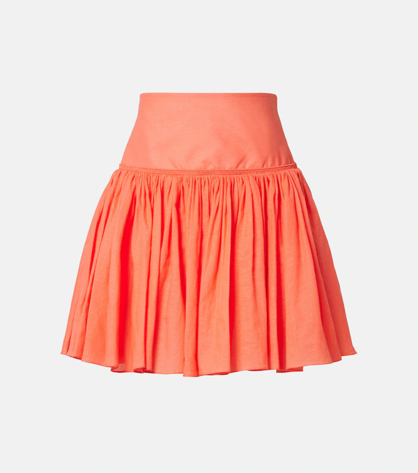  Alaia Alaïa Minifalda De Algodón Y Lino Fruncida 