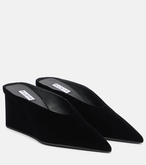  Alaia Alaïa Mules Con Cuña Cube 75 De Terciopelo 