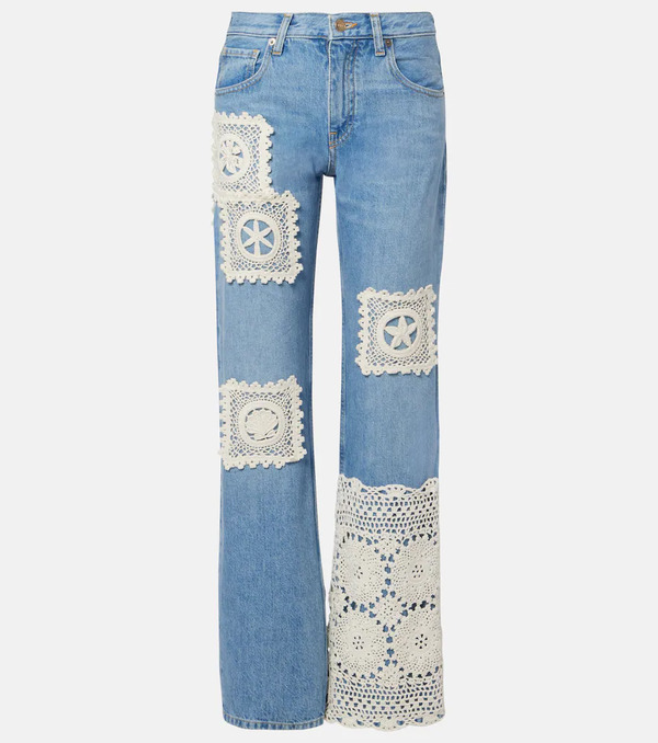  Alanui Alanui Jeans Rectos Island's Diary Con Croché 