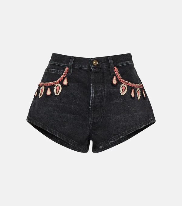  Alanui Alanui Shorts De Denim Bordados 