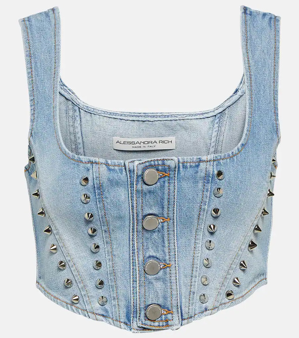  Alessandra Rich Alessandra Rich Crop Top En Denim 