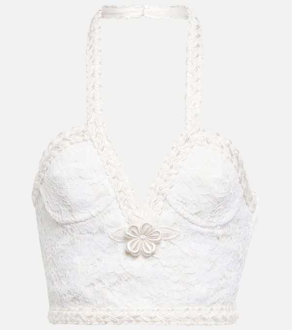  Alessandra Rich Alessandra Rich Top Halter Bustier De Encaje 