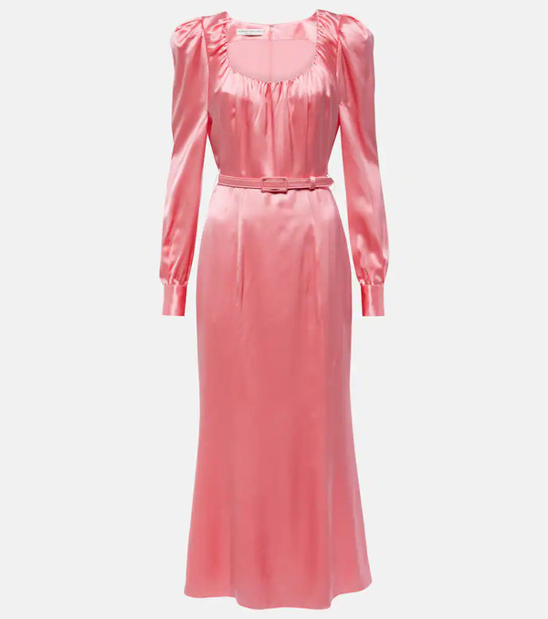  Alessandra Rich Alessandra Rich Vestido Midi De Satén De Seda 