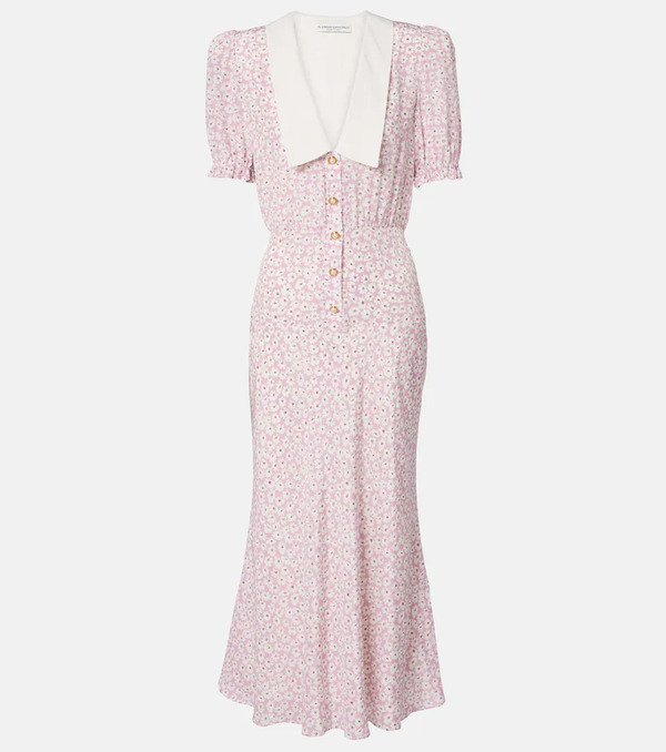  Alessandra Rich Alessandra Rich Vestido Midi Flower De Seda 