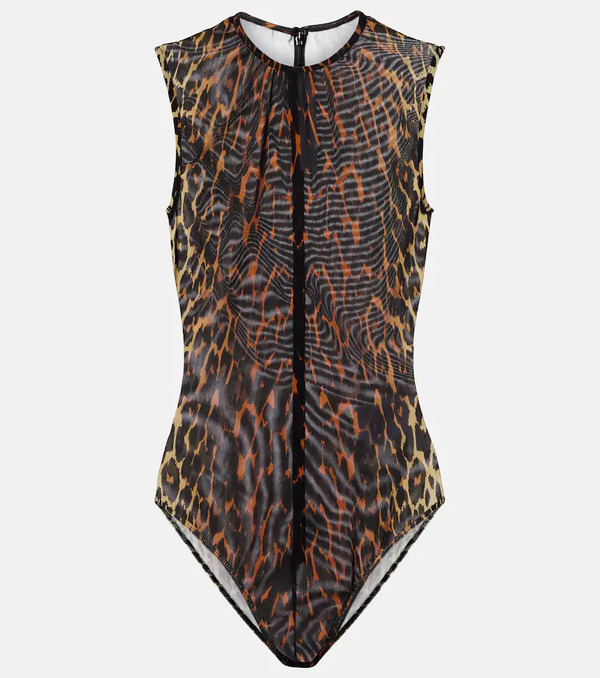  Alex Perry Alex Perry Body De Malla Con Estampado De Leopardo 