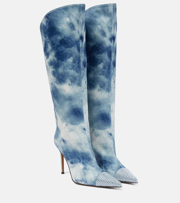  Alexandre Vauthier Alexandre Vauthier Botas Altas En Denim Tie-dye 