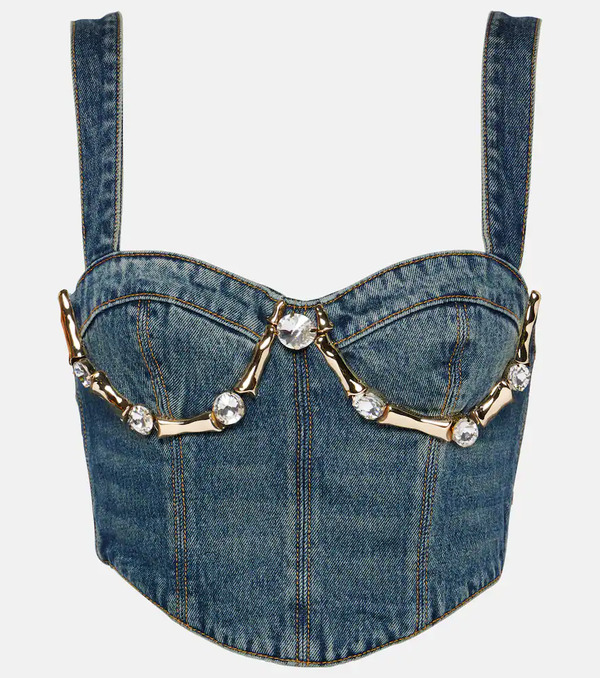  Area Area Bustier Claw De Denim Adornado 