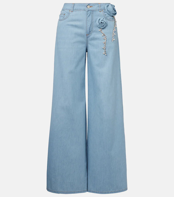 Area Area Jeans Anchos Con Aplique Floral 