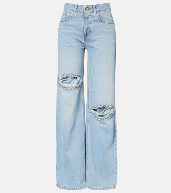  Area Area Jeans Anchos Con Rotos Adornados 