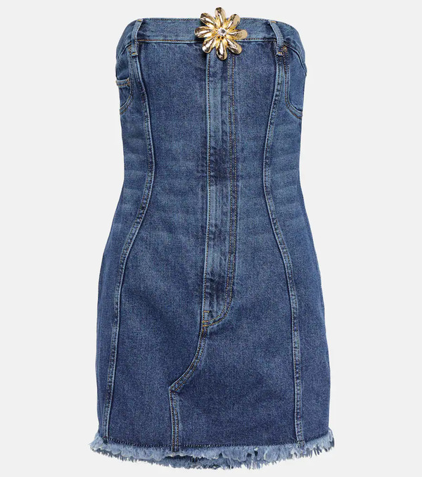  Area Area Vestido Corto Mussel Flower En Denim 