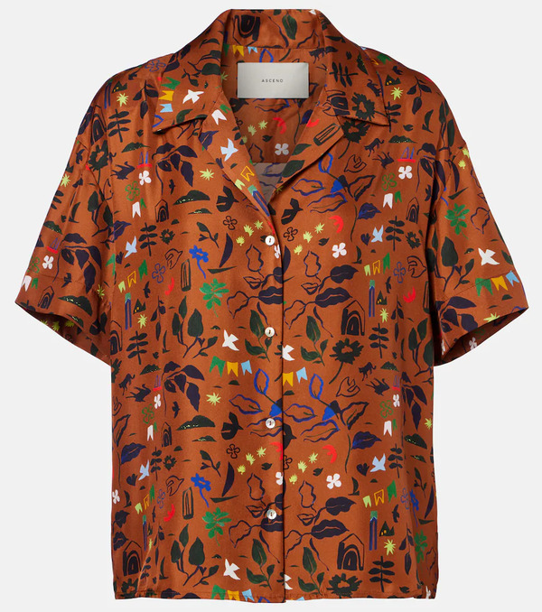  Asceno Asceno Camisa Prague De Sarga De Seda Estampada 