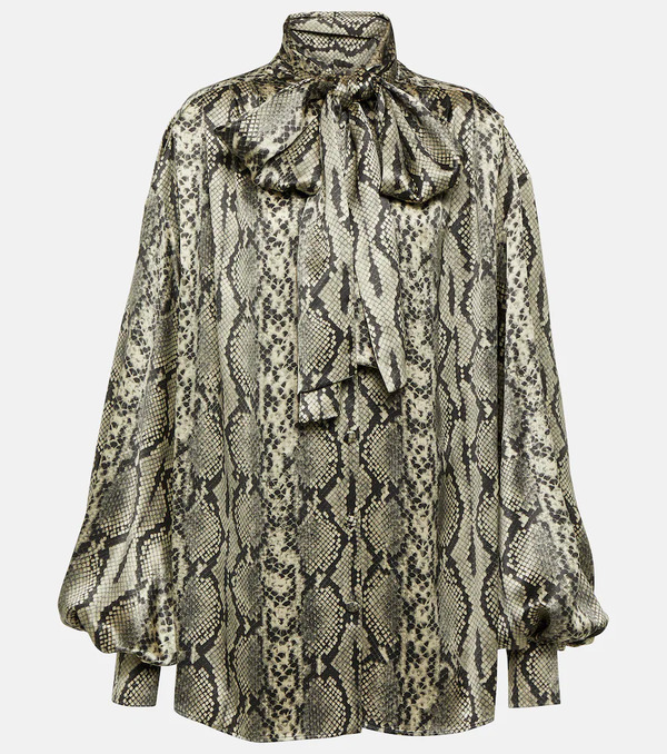  Balmain Balmain Blusa De Seda Estampada Con Lazada 