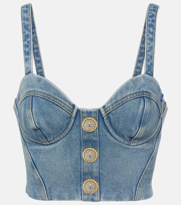  Balmain Balmain Bustier Cropped De Denim 