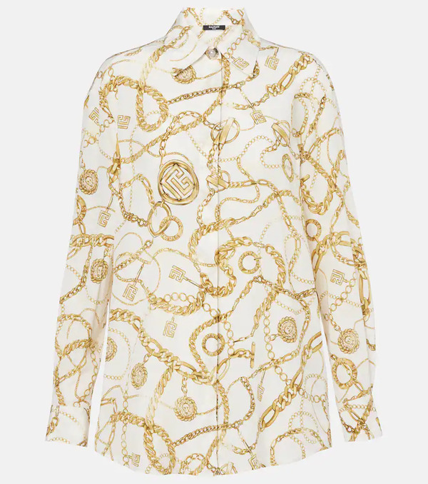  Balmain Balmain Camisa De Seda Estampada Con Logo 