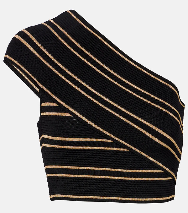  Balmain Balmain Crop Top Asimétrico A Rayas 