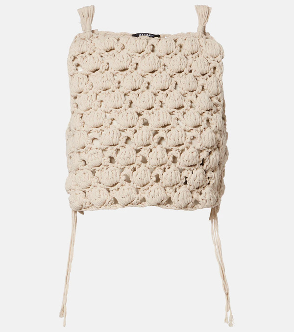  Balmain Balmain Crop Top De Croché De Algodón 
