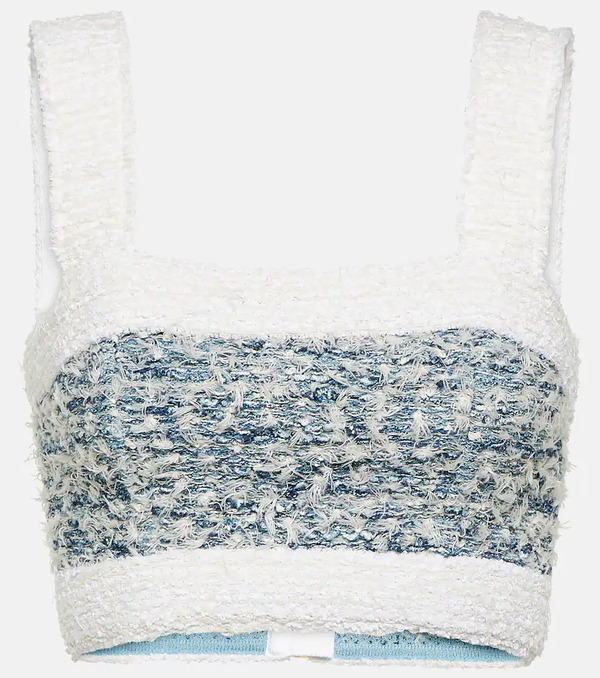  Balmain Balmain Crop Top De Denim De Tweed 