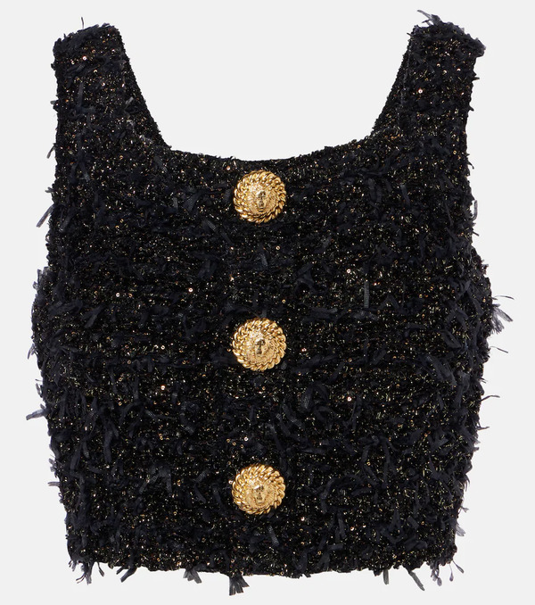  Balmain Balmain Crop Top De Tweed Lamé 