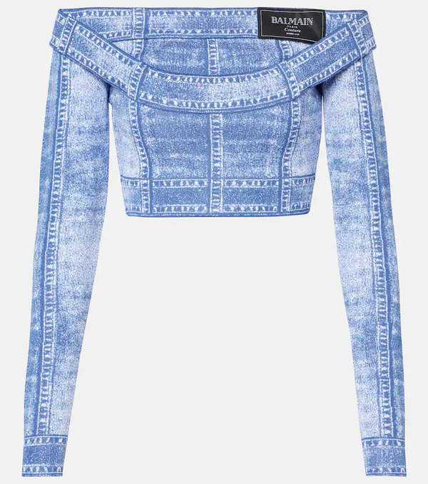  Balmain Balmain Crop Top En Jacquard Trompe-l'oeil 
